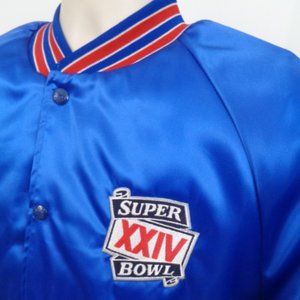 VTG Super Bowl XXVI Bomber Satin Jacket Mens Large